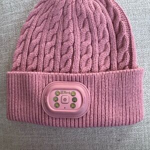 Pink Knit Beanie with LED Light